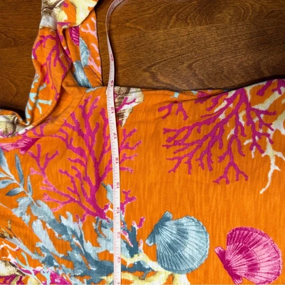 Chico's Women’s 3/4 Sleeve Coral Cotton Slub Vneck Sharkbite Hem 1 Medium - Picture 11 of 14